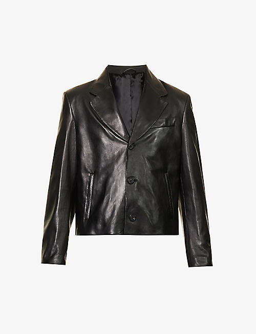 FERRAGAMO: Cropped regular-fit leather jacket