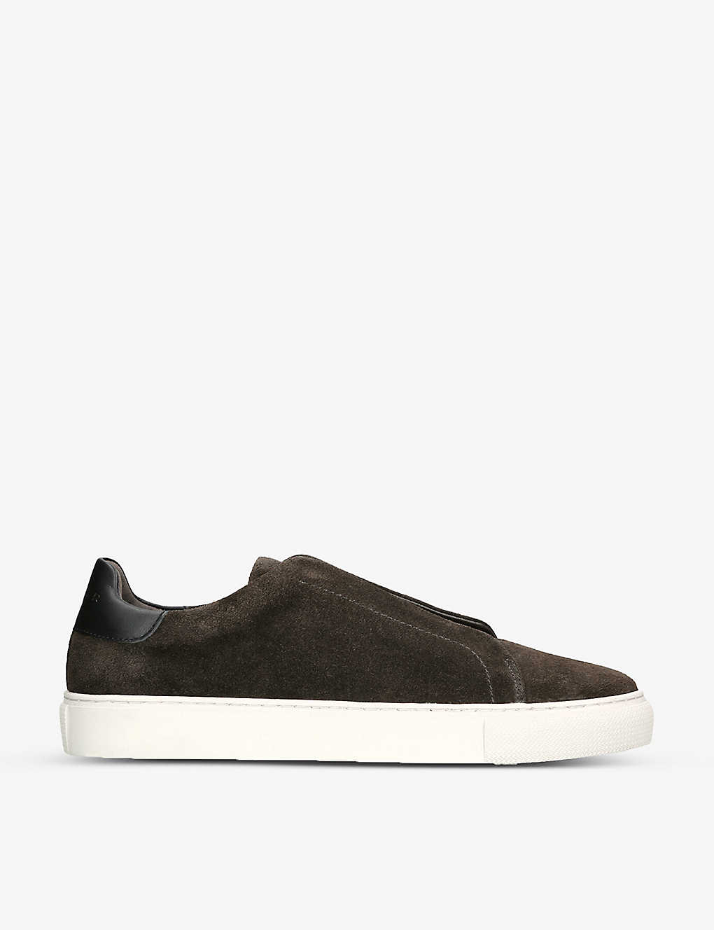 Kurt Geiger London Mens Mid Brown Lennon Slip-on Suede Low-top Trainers