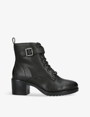 Carvela Comfort Womens Black Snug Shearling-lined Heeled Leather Ankle Boots