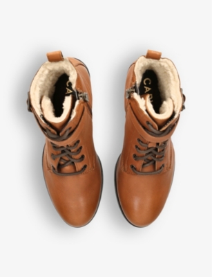 Snug fleece-lined leather heeled boots