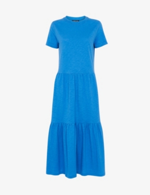WHISTLES - Tiered organic cotton-jersey midi dress | Selfridges.com