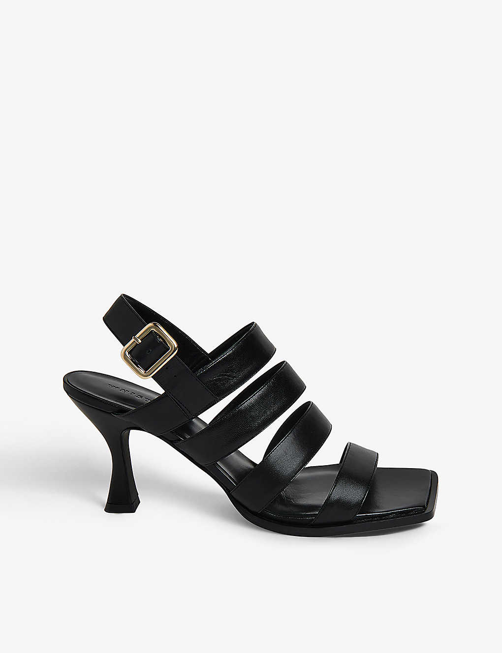 Whistles Womens Black Marren Square-toe Leather Heeled Sandals