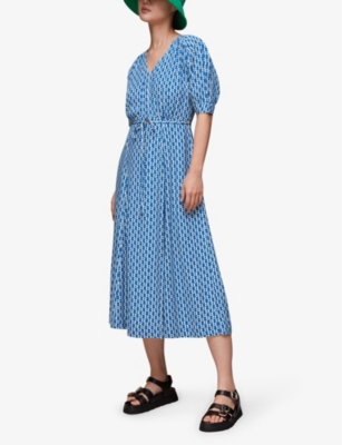 Shop Whistles Women's Multi-coloured Geometric-print Woven Midi Dress