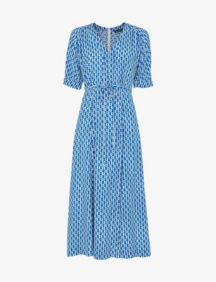 Whistles Womens Multi-coloured Geometric-print Woven Midi Dress