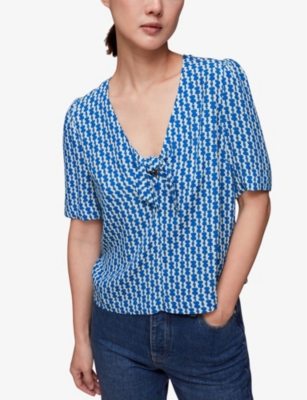 Whistles Womens Multi-coloured Geometric-print Woven Top In Multi-coloured