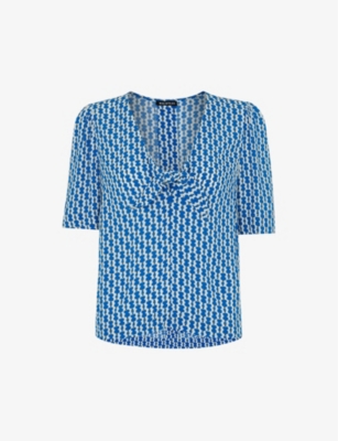 Whistles Womens Multi-coloured Geometric-print Woven Top In Multi-coloured