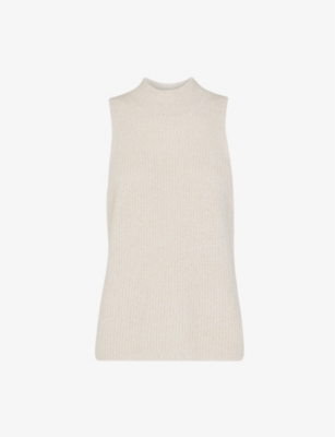 WHISTLES: High-neck knitted cotton-blend top