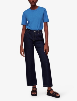 Whistles Womens Blue Rosa Relaxed Cotton-jersey T-shirt In Blue