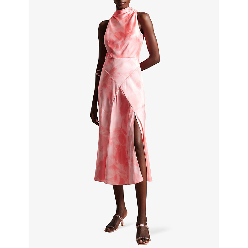 Shop Ted Baker Women's Coral Lilymay Floral-print Satin Midi Dress