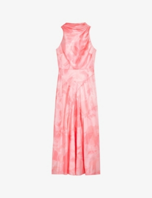 TED BAKER - Lilymay floral-print satin midi dress | Selfridges.com