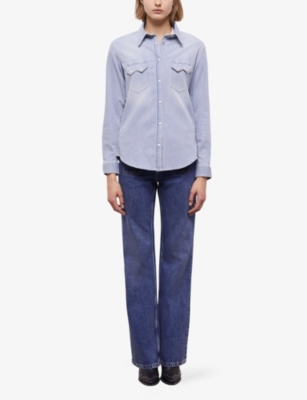 The Kooples Womens Blue6 Striped Denim Shirt | ModeSens