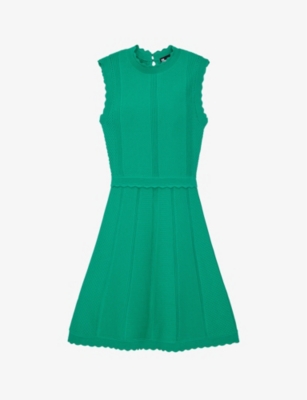 The Kooples Romantic Mixed Knit Dress In Green