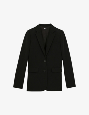 The Kooples Straight-fit Stretch-crepe Blazer In Black
