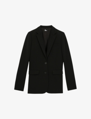 The Kooples Straight-fit Stretch-crepe Blazer In Black