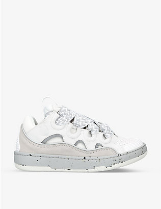 LANVIN: Curb leather and mesh low-top trainers