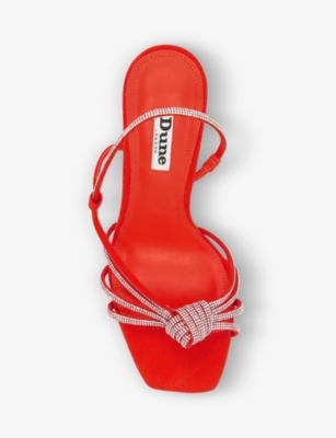 Shop Dune Women's Orange-micro Fibre Meta Crystal-embellished Woven Heeled Sandals