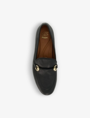 Shop Dune Women's Black-leather Grange Snaffle-trim Leather Loafers