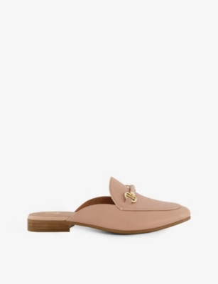 Dune Backless Horsebit-chain Leather Loafers In Blush-leather | ModeSens