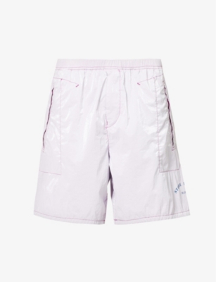 Stone Island Mens Magenta Marina Brand-print Regular-fit Shell Shorts