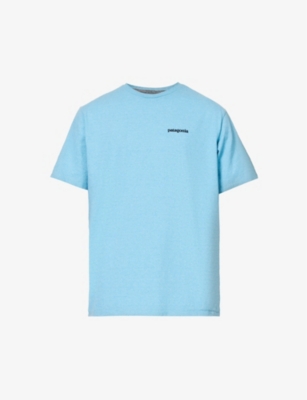 Patagonia Mens Lago Blue P-6 Logo Responsibili-tee Recycled Cotton And Recycled Polyester-blend T-sh