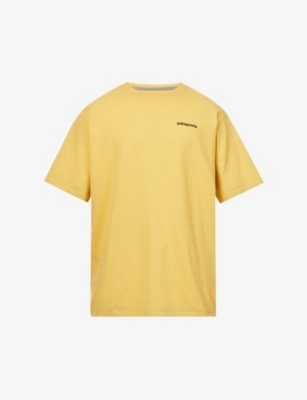 Shop Patagonia Men's Surfboard Yellow P-6 Logo Responsibili-tee Recycled Cotton And Recycled Polyester-bl