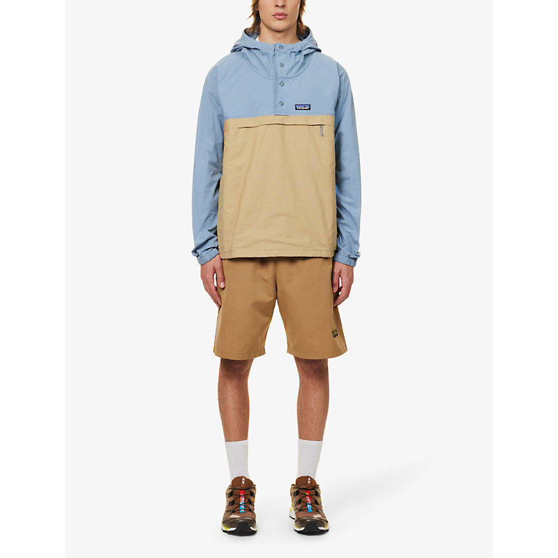 Shop Patagonia Funhoggers Funnel-neck Relaxed-fit Cotton-canvas Anorak In Classic Tan
