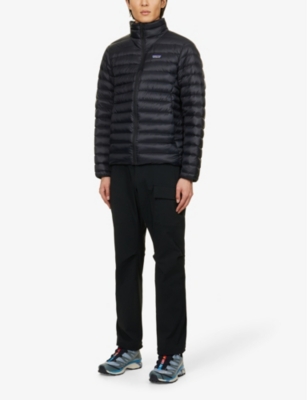 Shop Patagonia Mens Black Funnel-neck Hooded Shell-down Jacket Xl