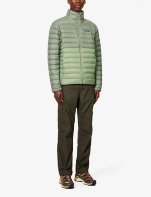 Shop Patagonia Men's Sedge Green Padded Funnel-neck Regular-fit Recycled-nylon Shell-down Hooded Jacket