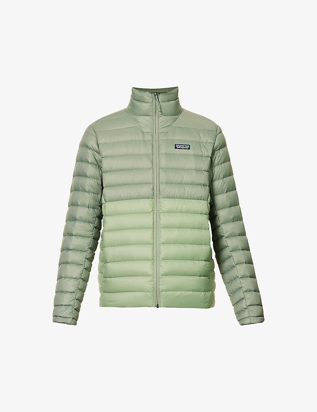 Patagonia Mens Sedge Green Padded Funnel-neck Regular-fit Recycled-nylon Shell-down Hooded Jacket