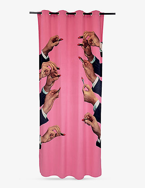 SELETTI: Seletti x TOILETPAPER lipstick print woven curtains 280cm