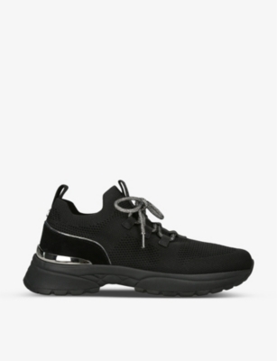 Carvela Womens Black Adorn Contrast-panel Knitted Low-top Trainers