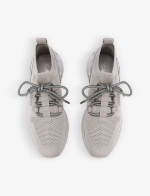Shop Carvela Women's Grey Adorn Contrast-panel Knitted Low-top Trainers