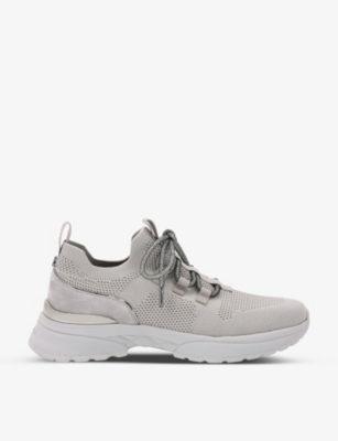 Carvela Adorn Contrast-panel Knitted Low-top Trainers In Grey