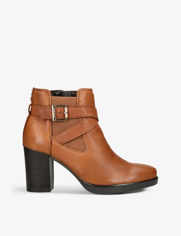 Silver 2 buckle-embellished leather heeled ankle boots