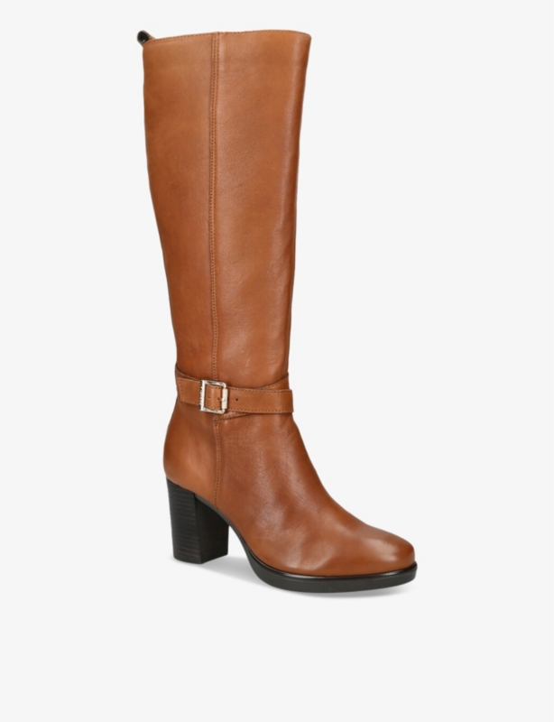 Silver 2 buckle-embellished leather knee-high boots