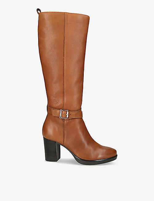 CARVELA: Silver 2 buckle-embellished leather knee-high boots