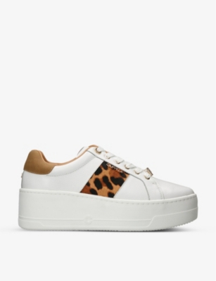 Carvela Connected Leather Flatform Trainers In White