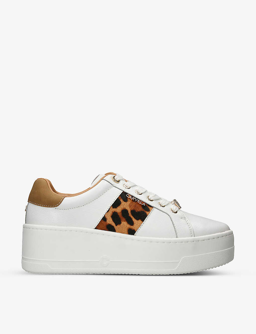 Carvela Connected Leather Flatform Trainers In White