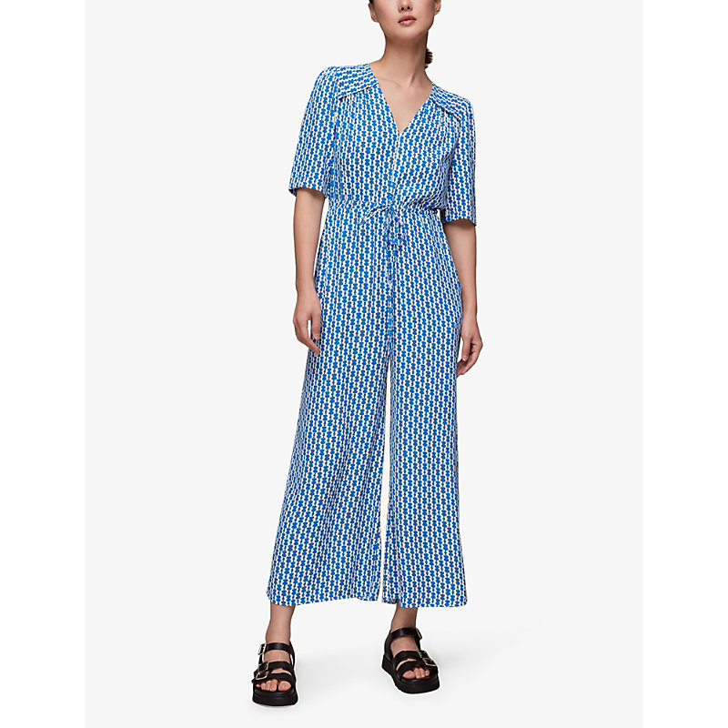 Shop Whistles Women's Multi-coloured Oversized-collar Relaxed Woven Jumpsuit