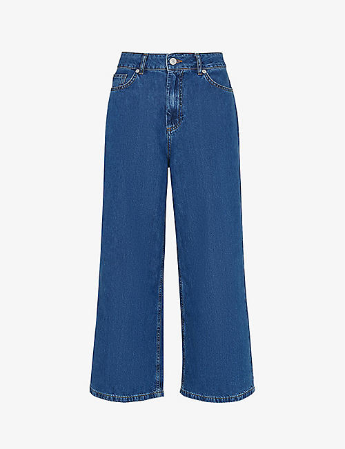 WHISTLES: Wide-leg mid-rise cropped denim jeans