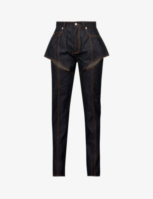 ALEXANDER MCQUEEN CUT-OUT TAPERED-LEG MID-RISE JEANS,66197868