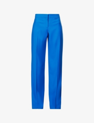 ALEXANDER MCQUEEN PRESSED-CREASE STRUCTURED-WAIST WIDE-LEG MID-RISE WOOL TROUSERS