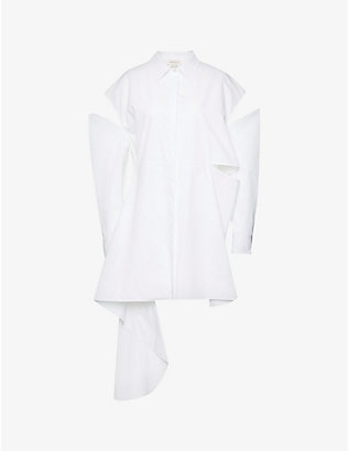 ALEXANDER MCQUEEN: Cut-out long-sleeved cotton mini dress