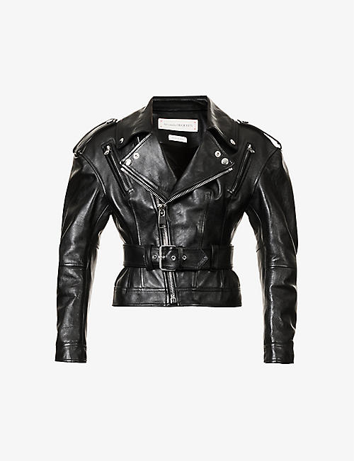 ALEXANDER MCQUEEN: Fitted zipped leather jacket