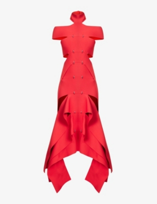 Alexander Mcqueen Slashed Spine Dress In Lust Red | ModeSens