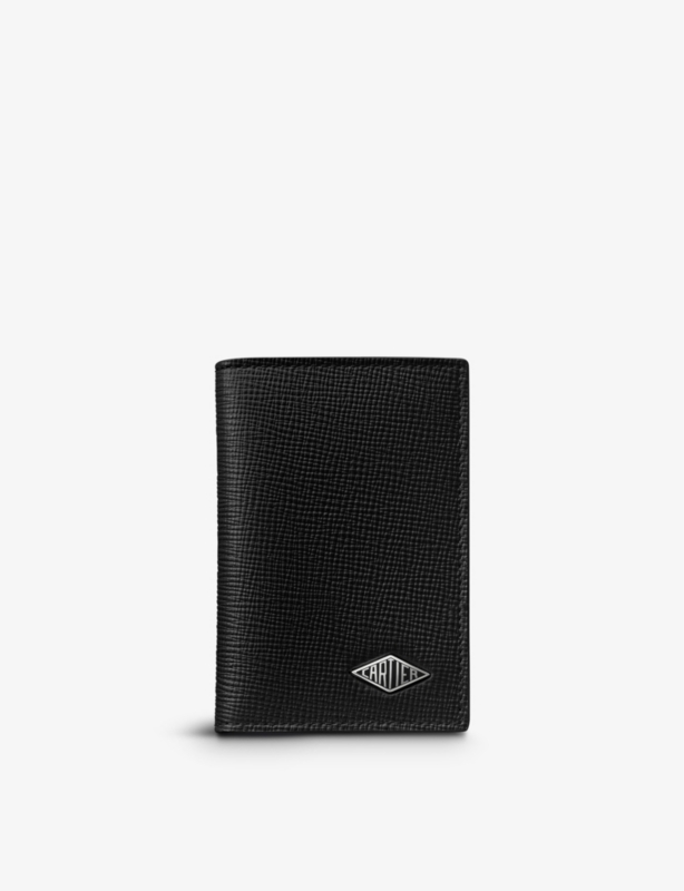 Losange logo-plaque leather and palladium card holder