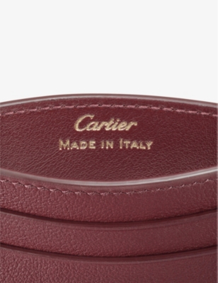 Shop Cartier Must De  Grained-leather And Stainless Steel Card Holder In Burgundy