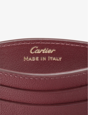Cartier Must De  Grained-leather And Stainless Steel Card Holder In Burgundy