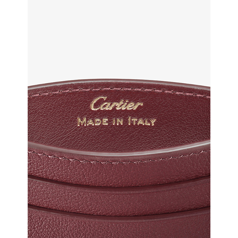 Shop Cartier Must De  Grained-leather And Stainless Steel Card Holder In Burgundy