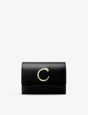 Cartier Panthère De  Mini Leather Wallet In Black